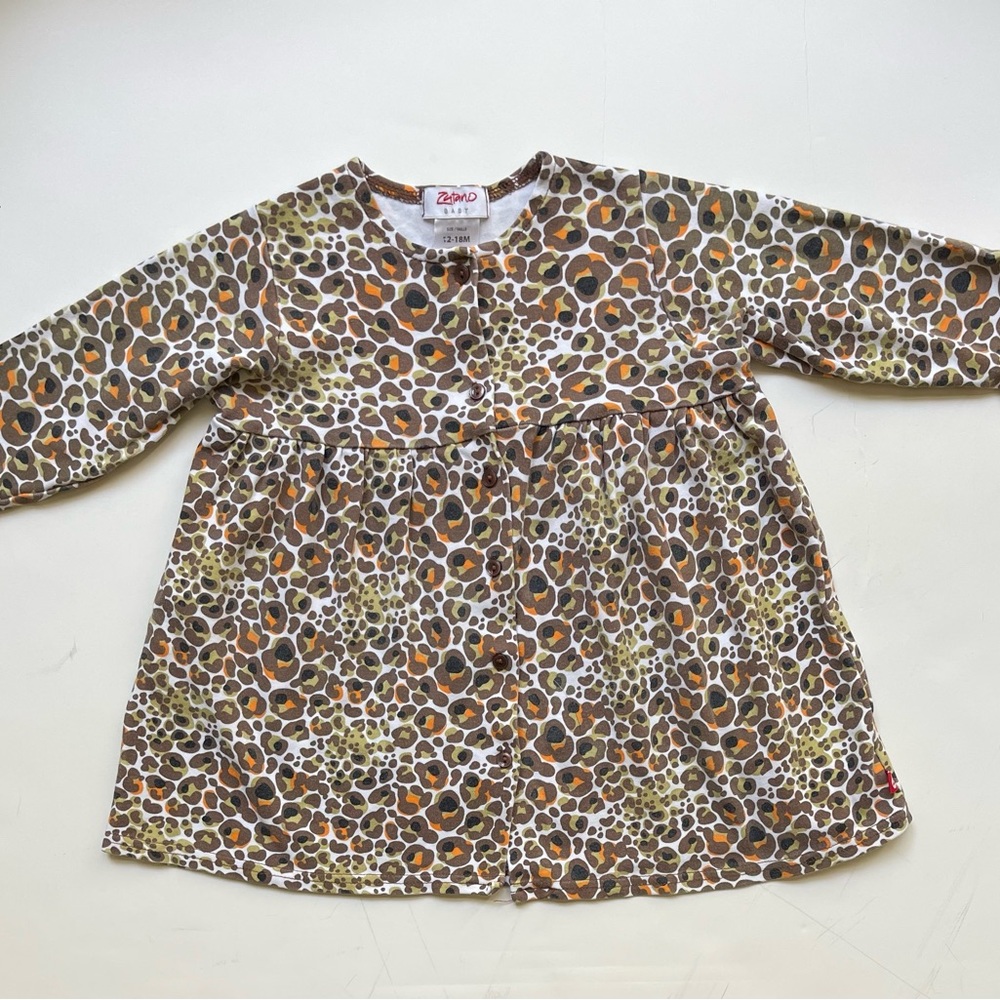 Zutano Brown and Orange Blouse Leopard Print Long Sleeve